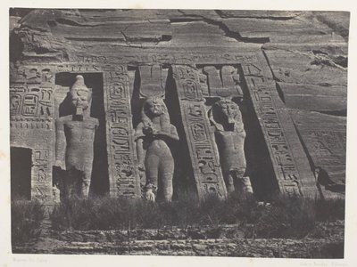 Ibsamboul, parte setentrional do speos de Hathor; Núbia, prancha 108 do álbum «Egipto, Núbia, Palestina e Síria» (1852) de Maxime Du Camp