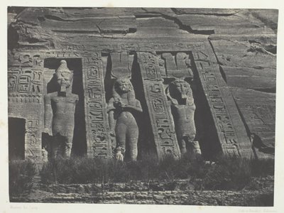 Ibsamboul, parte norte do Speos de Hathor, Núbia, 184951, impresso em 1852. de Maxime Du Camp