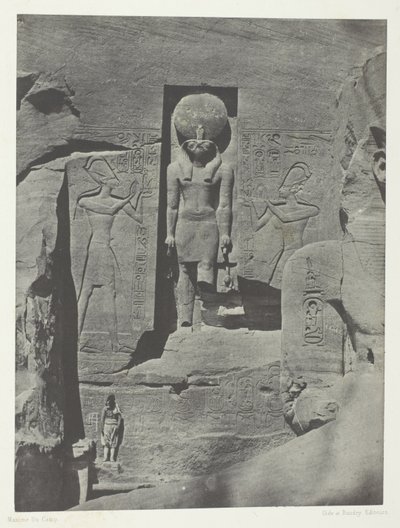 Ibsamboul, Esculturas da entrada do Spéos de Phrè, Núbia, chapa 105 do álbum "Egypte, Nubie, Palestine et Syrie" (1852) de Maxime Du Camp