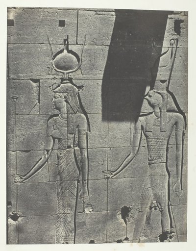 Kalabscheh, Esculturas da fachada traseira do templo, Núbia, 184951, impressa em 1852. de Maxime Du Camp