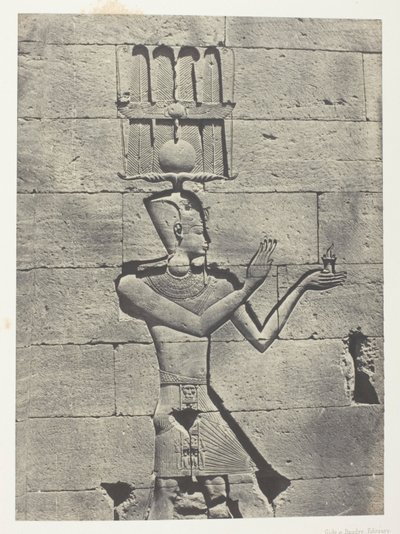 Kalabscheh, Sculptures De La Façade Postérieure Du Temple; Nubie, placa 91 do álbum "Egypte, Nubie, Palestine et Syrie" (1852) de Maxime Du Camp