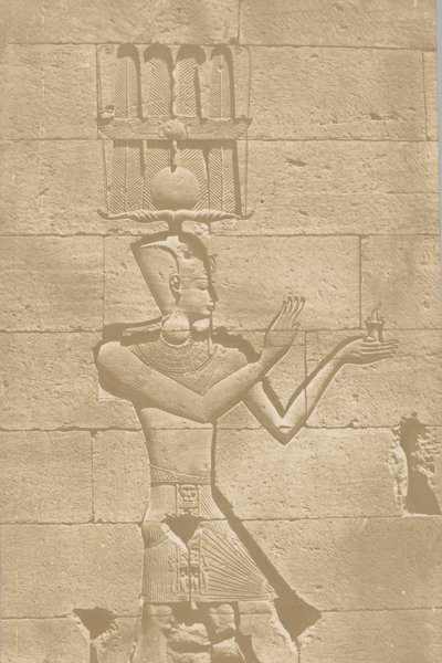 Kalabscheh, escultura da fachada posterior do templo., 1849-51. de Maxime Du Camp
