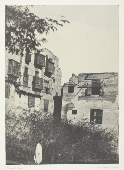 Casa e jardim em Frank Quarter, Cairo de Maxime Du Camp