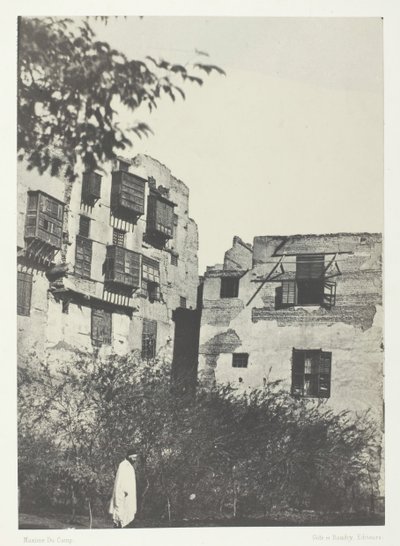 House and Garden in the Frank Quarter, Kairo, 184951, impresso em 1852. de Maxime Du Camp