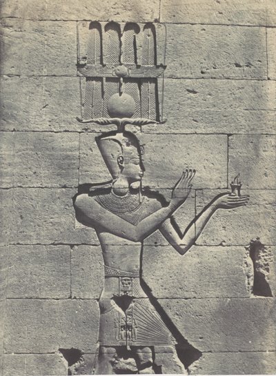Núbia. Kalabscheh. Esculturas da Fachada Traseira do Templo, 1850. de Maxime Du Camp