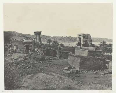 Village and Temple of Beghé Island, a oeste de Philoe, Nubia, 184951, impresso em 1852. de Maxime Du Camp