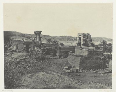 Aldeia e templo na ilha de Beghé, a oeste de Philoe; Núbia, chapa 81 do álbum "Egypte, Nubie, Palestine et Syrie" (1852) de Maxime Du Camp