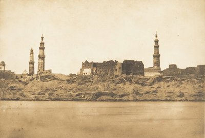 Vista de Girgeh e da costa removida - pela inundação do Nilo, 1849-50. de Maxime Du Camp