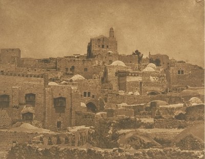 Vista da Mesquita de El-Melouyeh e um bairro de Jerusalém, agosto de 1850. de Maxime Du Camp