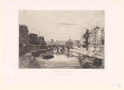 Vista da Pont Saint-Michel em Paris Vue Prize du pont St. Michel (título no objeto) de Maxime François Antoine Lalanne