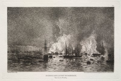 Conflagração no porto de Bordeaux, 1869. de Maxime Lalanne