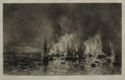 Incêndio no porto de Bordeaux de Maxime Lalanne