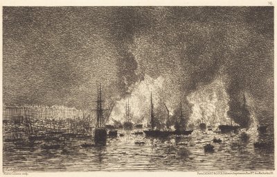 Incêndio no porto de Bordéus de Maxime Lalanne