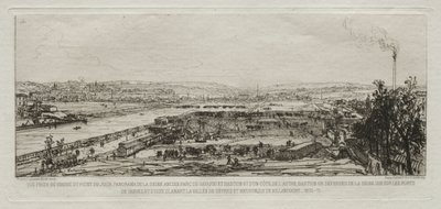 Lembrança artística do cerco de Paris: Vista tirada do viaduto de Pont-du-Jour ..., 1870-71. de Maxime Lalanne