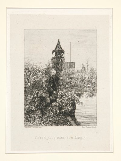 Victor Hugo dans son jardin (Victor Hugo in His Garden), pl. 12 da suíte Chez Victor Hugo (Victor Hugo de Maxime Lalanne