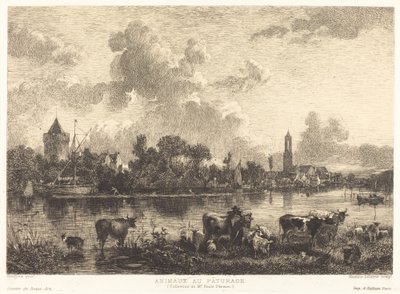 Animais no pasto de Maxime Lalanne after Nicolaes Pietersz Berchem