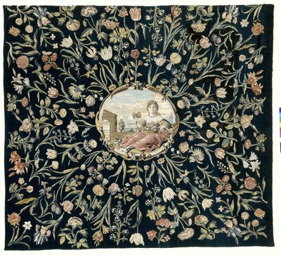 Capa de mesa
Capa de mesa com a personificação da Flora e um padrão floral de Maximiliaan van der Gucht (possibly)