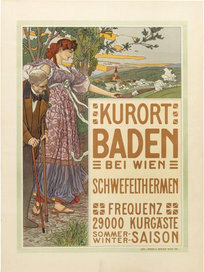 Cidade termal Baden perto de Viena, c. 1910. de Maximilian Liebenwein