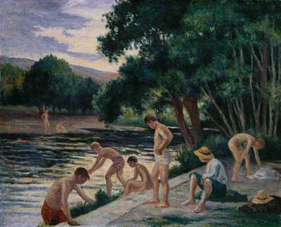 Banhistas nas margens da cura de Maximilien Luce