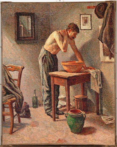 Homem a lavar-se (óleo sobre tela) de Maximilien Luce
