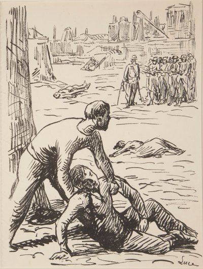 Nove impressões sem título de temas políticos de Maximilien Luce
