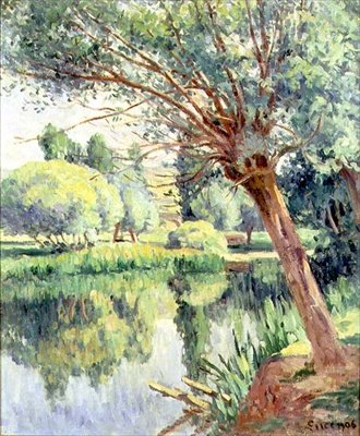 O Presbitério e o Salgueiro na margem do rio de Maximilien Luce