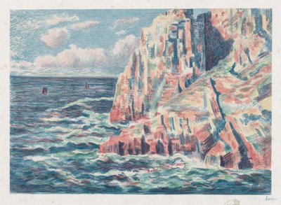 O mar em Camaret, The Red Rocks, 1895. de Maximilien Luce