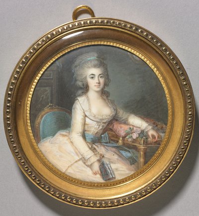 Retrato de mulher, c.1780 (aquarela sobre marfim) de Maximilien Villers