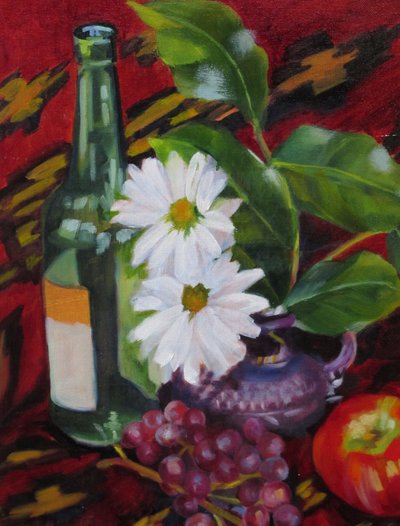 Frutas e margaridas em garrafa de Maxine Shore