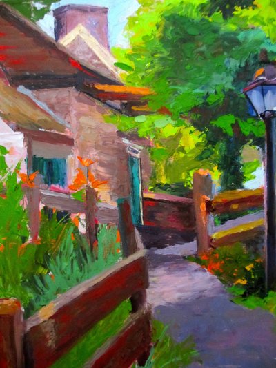 Caminho encantador no jardim de Maxine Shore