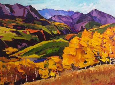 Vista da Montanha Golden Aspen de Maxine Shore