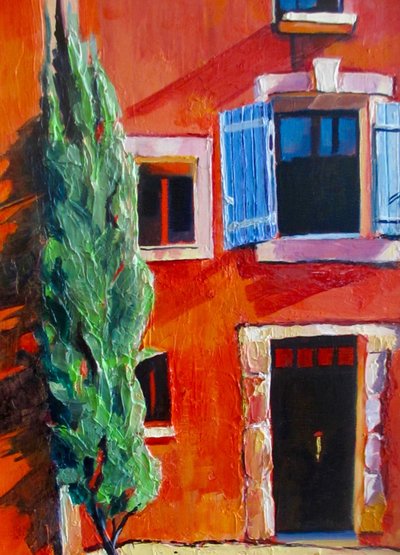 Casa Vermelha com Persianas Azuis de Maxine Shore