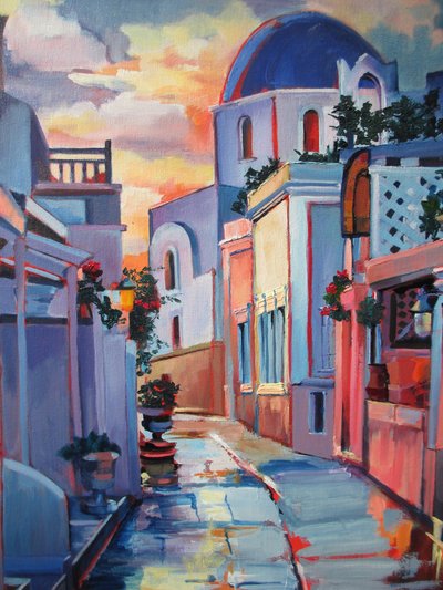 Rua do Pôr do Sol de Santorini de Maxine Shore