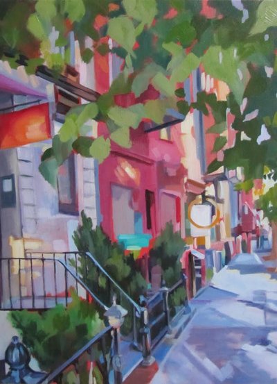 Rua animada da cidade de Maxine Shore