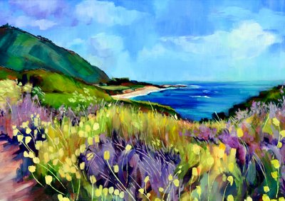 Flores silvestres vibrantes da costa de Maxine Shore