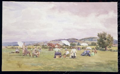 A Sketching Party on the Cotswolds, c.1910 (aquarela sobre papel) de May Francis