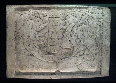 Lintel com dois prisioneiros, área de Yaxchilan, período clássico tardio, 600-900 DC de Mayan