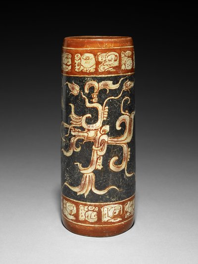 Embarcação com planta de figo animado, 600-900 DC (faiança com barbotina) de Mayan