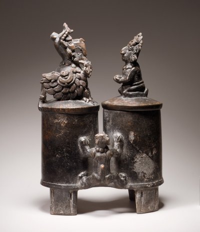 Embarcação de câmara dupla, Guatemala ou México (cerâmica) de Mayan Mayan