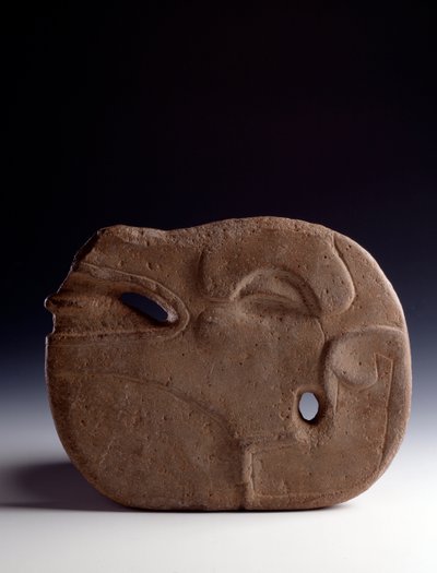 Arte pré-colombiana, civilização Maia, período clássico: machado zoomórfico em pedra talhada representando a cabeça de um veado. Dim. 26,5 x largura 19,5 cm Guatemala, Museo Nazionale di Archeologia e Etnologia de Mayan Mayan