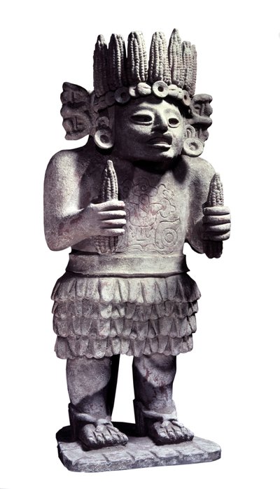 A civilização pré-colombiana: estátua maia representando o deus das criadas. Paris, Musee de l