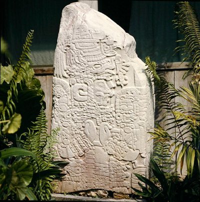 Stele 2 de Tikal, Período Clássico Primitivo (300-600 d.C.) (pedra) de Mayan Mayan