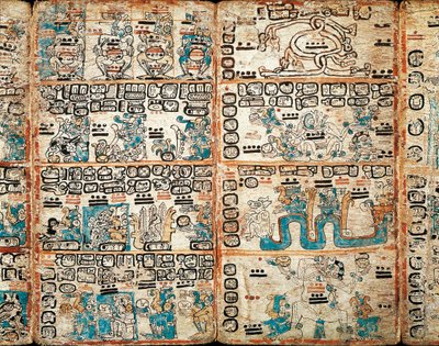 O Codex de Madrid, miniaturas pintadas de Mayan Mayan