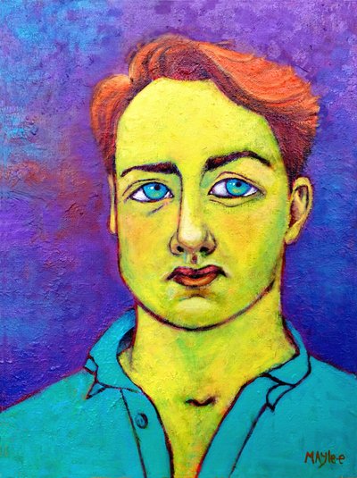 Man in Phtalo, março de 2021 (pintura a óleo) de Maylee Christie