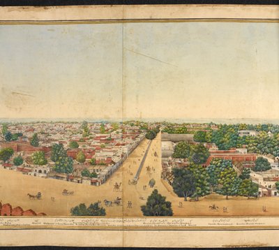Secção de um panorama de Deli de Mazar or Mazhar Ali Khan