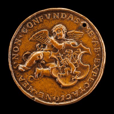 Putto Holding Arms of Vitry [marcha atrás], 1518. de Medallist of 1518