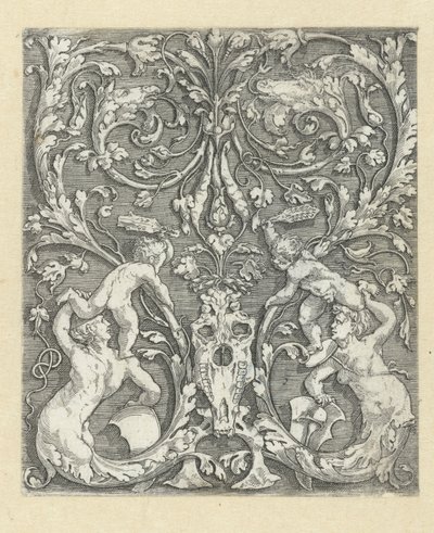 Ornamento com duas crianças e um crânio de cavalo de Meester van de Paardenhoofden
