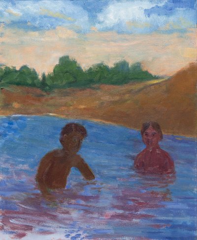 Natação nocturna, 2017 (óleo sobre tela) de Megan Williamson