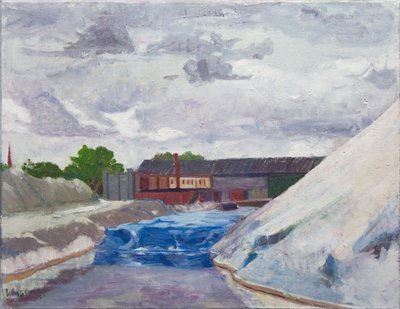 Barragem de sal no Cal Sag, 2014 (óleo sobre tela) de Megan Williamson