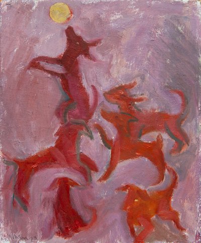 Six Dogs, 2023 (óleo sobre tela) de Megan Williamson